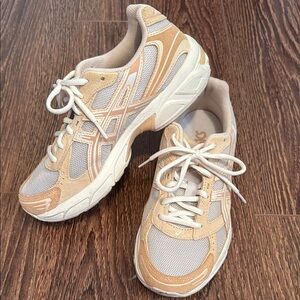 Asics Cream and White Retro Sneakers